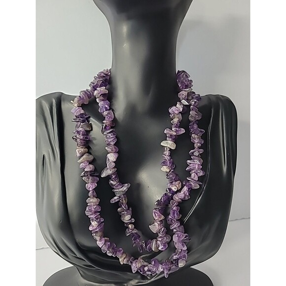 Vintage Premier Designs Purple Stone Chips Beaded Necklace Flapper Opera Jewelry - Picture 1 of 15